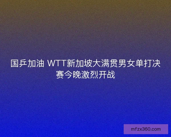 国乒加油 WTT新加坡大满贯男女单打决赛今晚激烈开战 国乒加油 WTT新加坡大满贯男女单打决赛今晚激烈开战