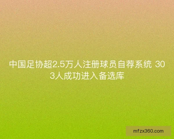 中国足协超2.5万人注册球员自荐系统 303人成功进入备选库 中国足协超2.5万人注册球员自荐系统 303人成功进入备选库